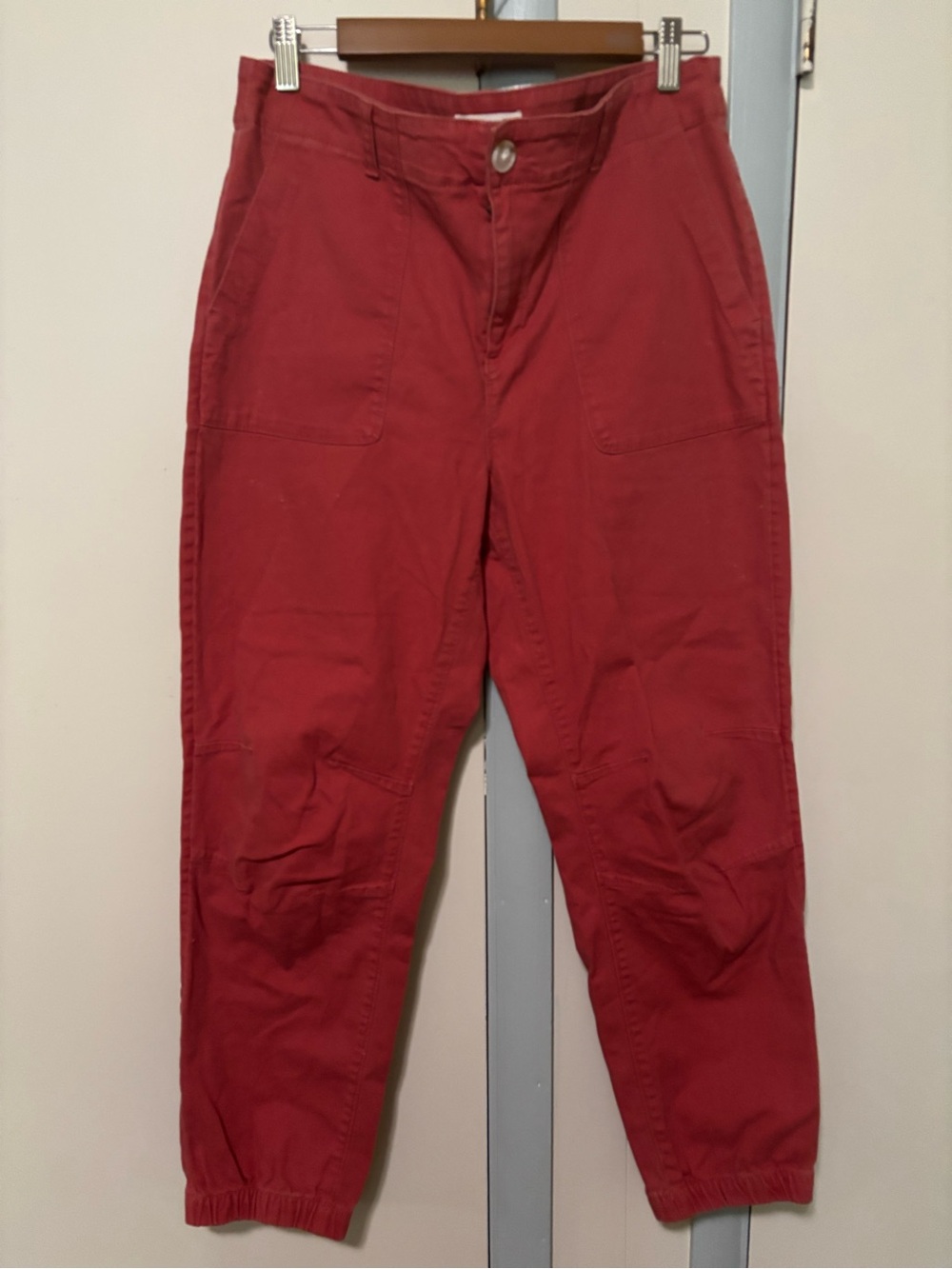 LOFT Red Cargo Pants with Elastic Cuffs